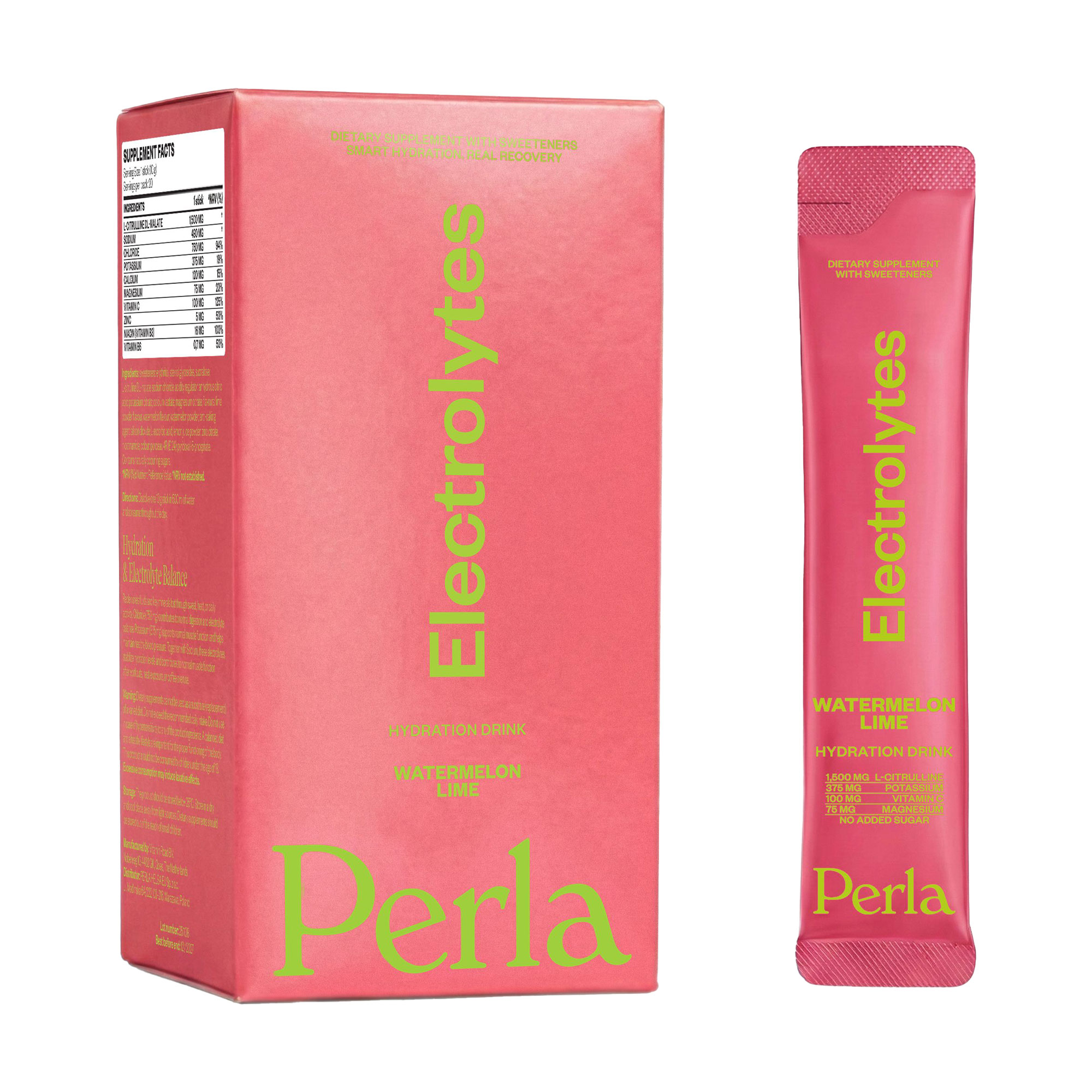 Електроліти Perla Helsa Electrolytes Watermelon Lime Кавун та лайм, в стіках, 20*10 г